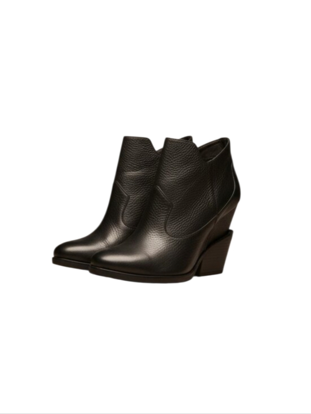 ASH‎ Lula Black Leather Wedge Heel Ankle Booties 6.5 NEW